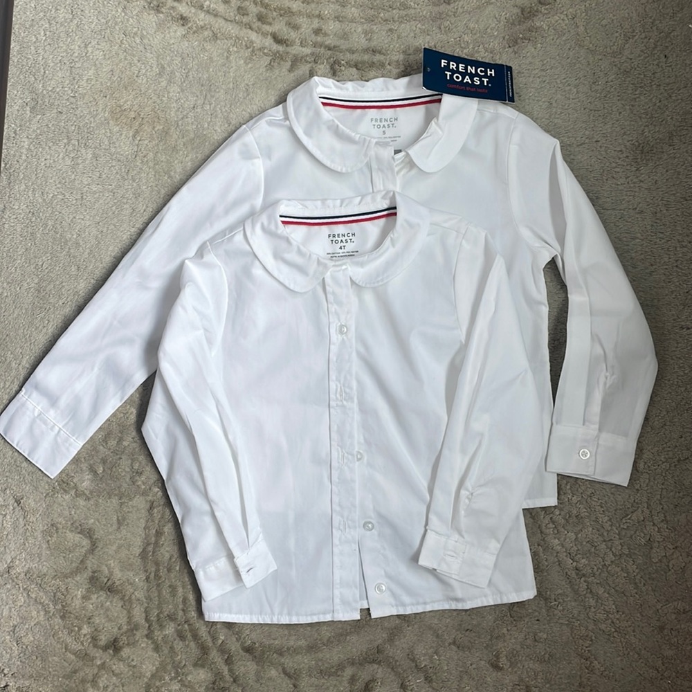 Two new long sleeve button down shirts size 4 and 5
